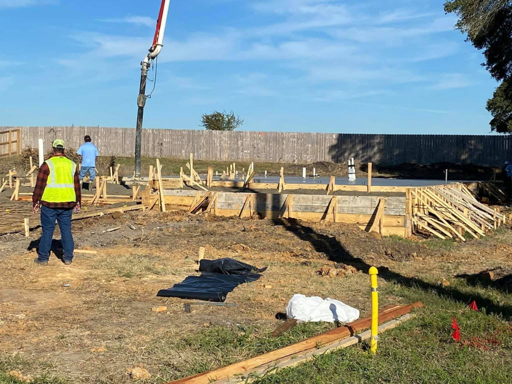 new home construction foundation pouring